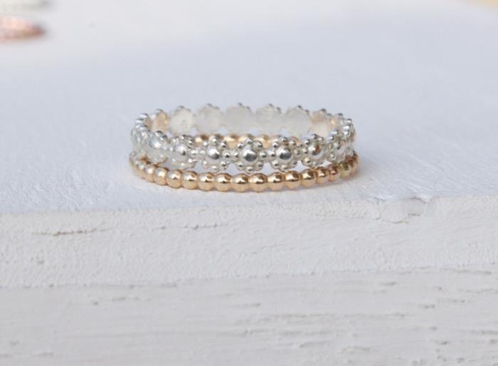 ασημένια δαχτυλίδια χρυσές δαχτυλίδι χάντρες ασημένιες μαργαρίτες