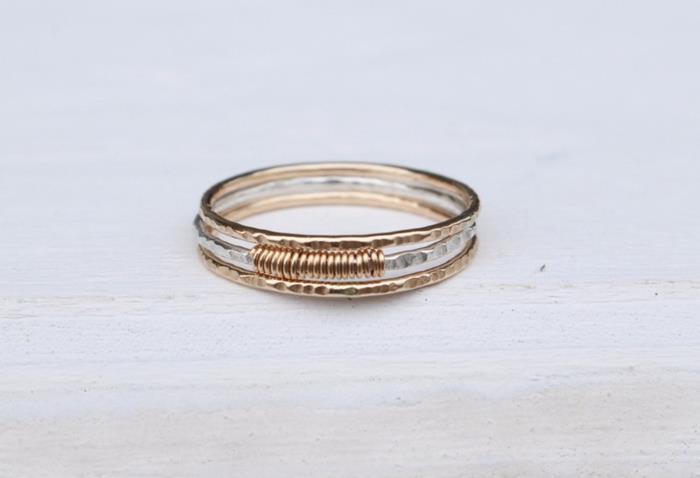 ασημένια δαχτυλίδια ανακυκλωμένα ασημένια γαμήλια δαχτυλίδια χρυσό σύρμα