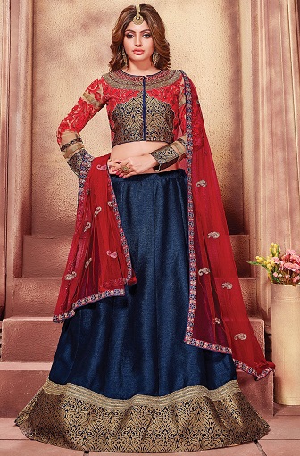 Dupion İpek Lehenga