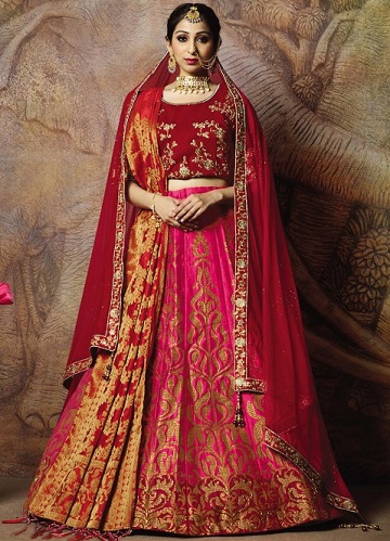 Pembe İpek Lehenga