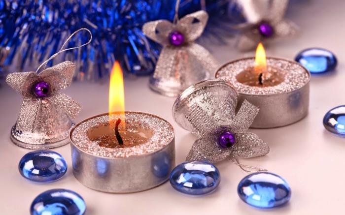 ιδέες ντεκό Πρωτοχρονιάτικο πάρτι διακόσμηση τραπέζι διακοσμήσεις παραμονή Πρωτοχρονιάς μοβ λάμψη