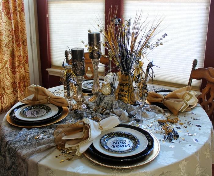 ιδέες ντεκό πάρτι παραμονής Πρωτοχρονιάς silvesteer διακόσμηση τραπεζιού διακόσμηση Πρωτοχρονιάτικο τραπέζι