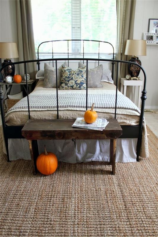 sisal χαλί κρεβατοκάμαρα μεταλλικό κρεβάτι