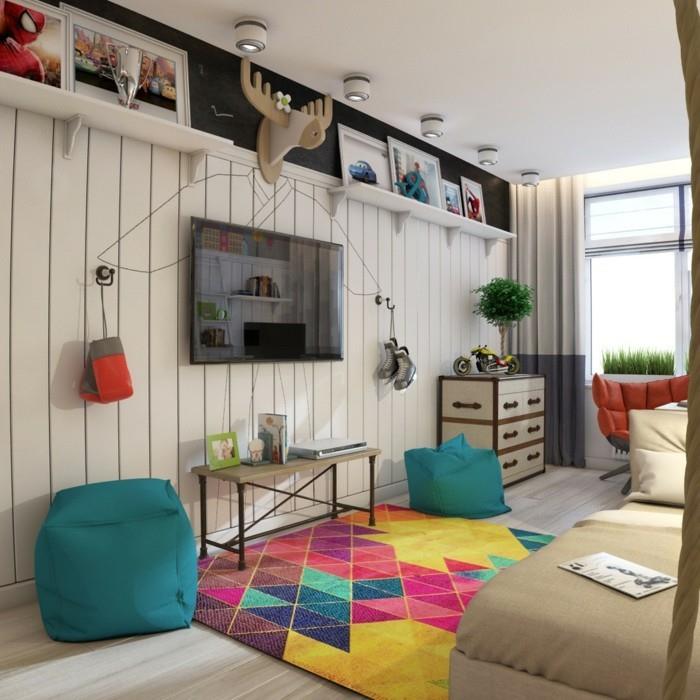 ιδέες ζωντανές φασολιές παιδικό δωμάτιο χρωματιστές ιδέες χαλί ντεκό