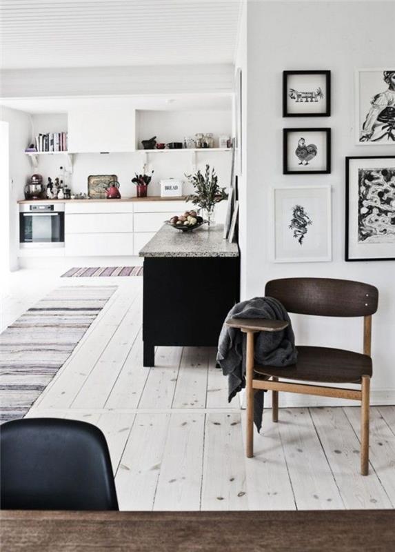 Σκανδιναβική επίπλωση χαλί κουζίνας δρομέας ξύλινο πάτωμα