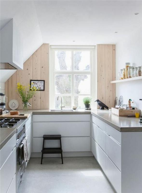 Σκανδιναβική διαβίωση Παραδείγματα σχεδιασμού επίπλων μιας μικρής κουζίνας