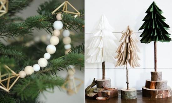 σκανδιναβικές χριστουγεννιάτικες διακοσμήσεις ξύλινες αλυσίδες έλατα