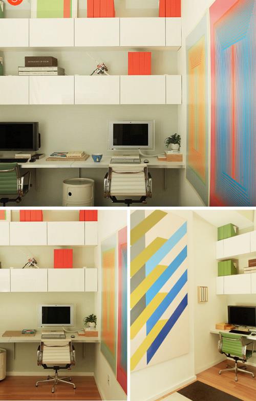 ιδιότροπες ιδέες γραφείου στο σπίτι πολύχρωμα κομμάτια IKEA