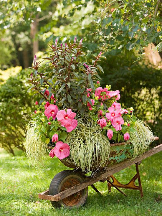 ιδιότροπες ιδέες σχεδιασμού τοπίου λουλούδια ροζ
