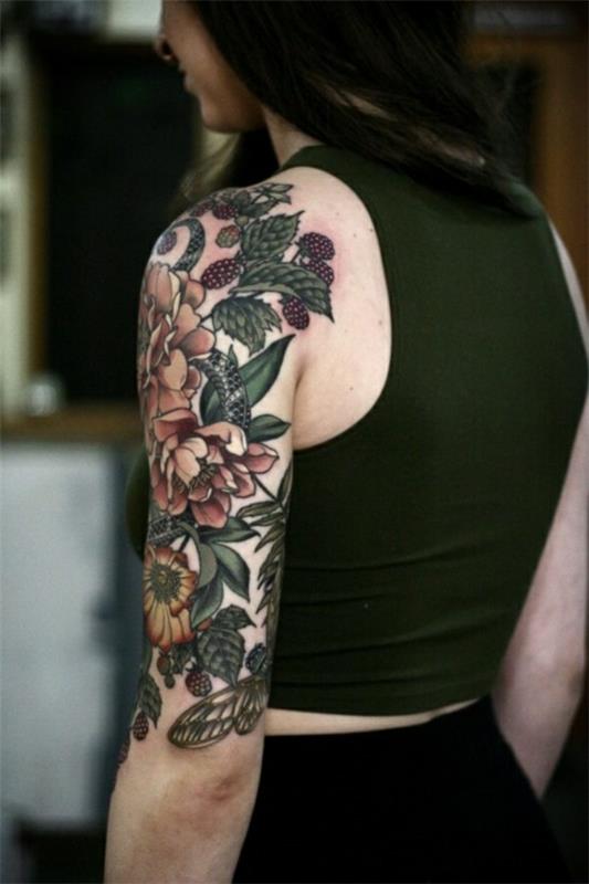 ιδέες τατουάζ μανικιών για γυναίκες βοτανικές
