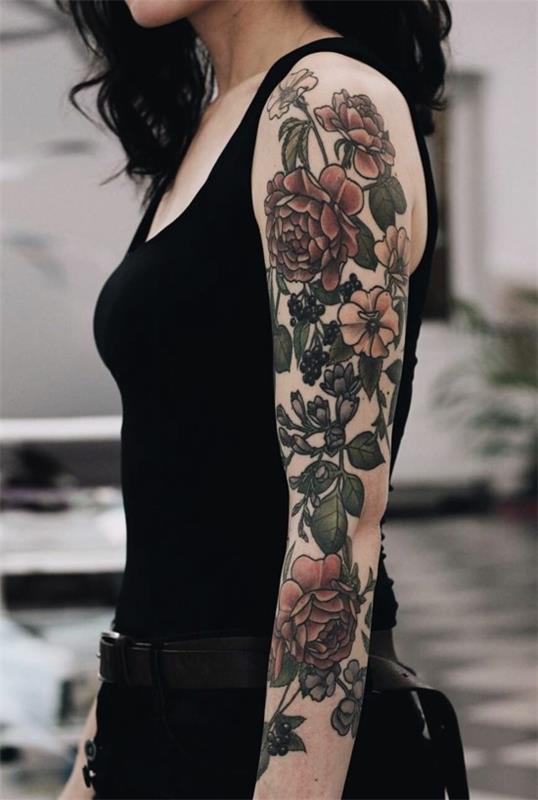 ιδέες τατουάζ μανικιών κλασικά τριαντάφυλλα