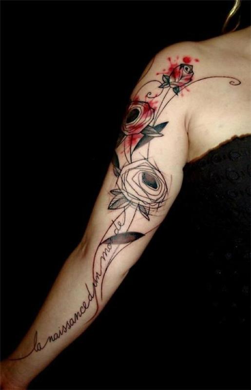 μανίκι ιδέες τατουάζ τριαντάφυλλο ακουαρέλα