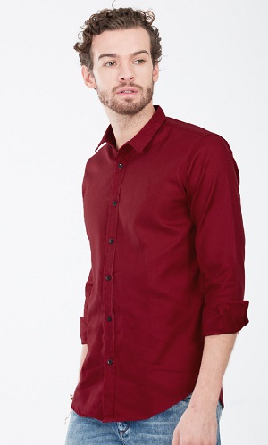 Kırmızı Casual Slim Fit Gömlek