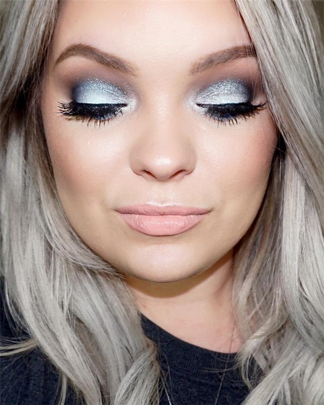 smokey eyes make-up γαλάζια μάσκαρα