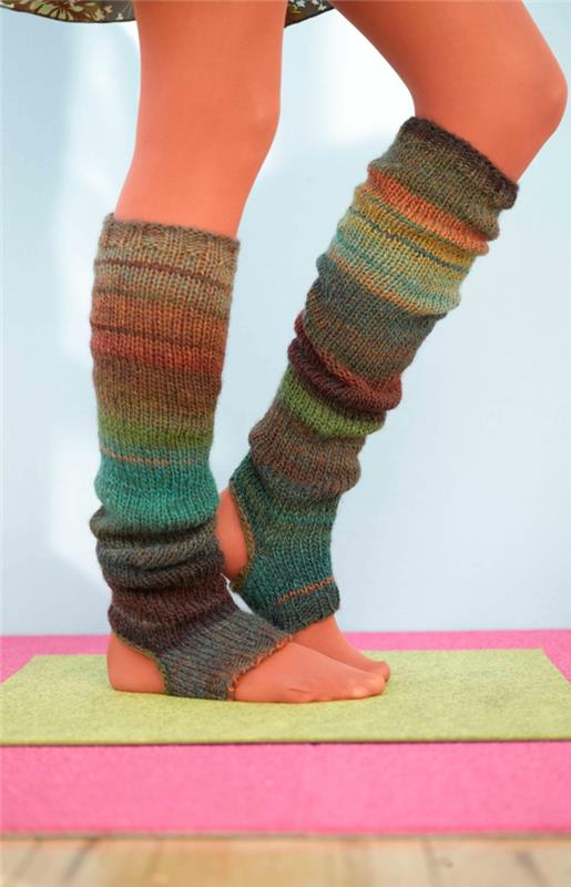 κάλτσες πλέκω πολύχρωμες κάλτσες μακριά μανσέτες