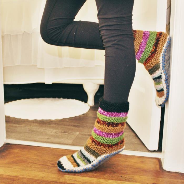 τακούνι πλέξιμο πολύχρωμες κάλτσες πλέξιμο μοτίβο γιόγκα κάλτσες με σόλα