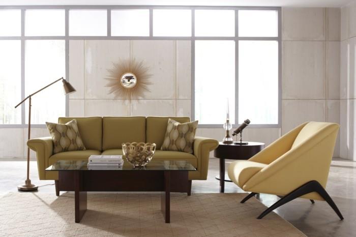 καναπές ύφασμα μοντέρνος καναπές κίτρινο φωτιστικό δαπέδου ντεκό
