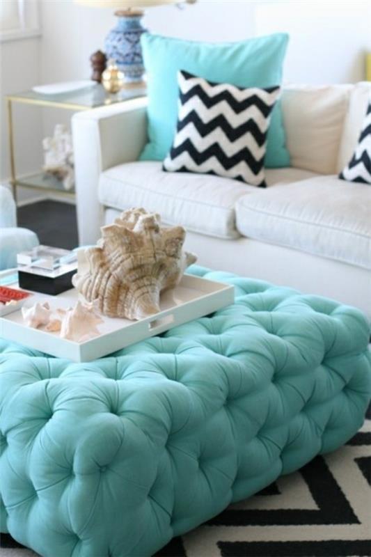 Καλοκαιρινές ιδέες διακόσμησης σχεδιασμού λευκός δερμάτινος γωνιακός καναπές λεπτό χρώμα