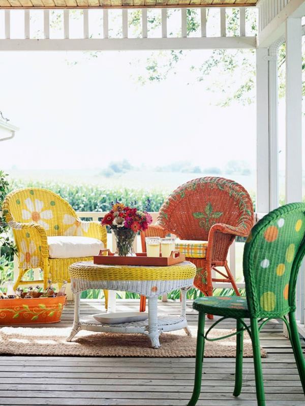 ντεκό ιδέες ψάθινη καρέκλα εξωτερικού κήπου