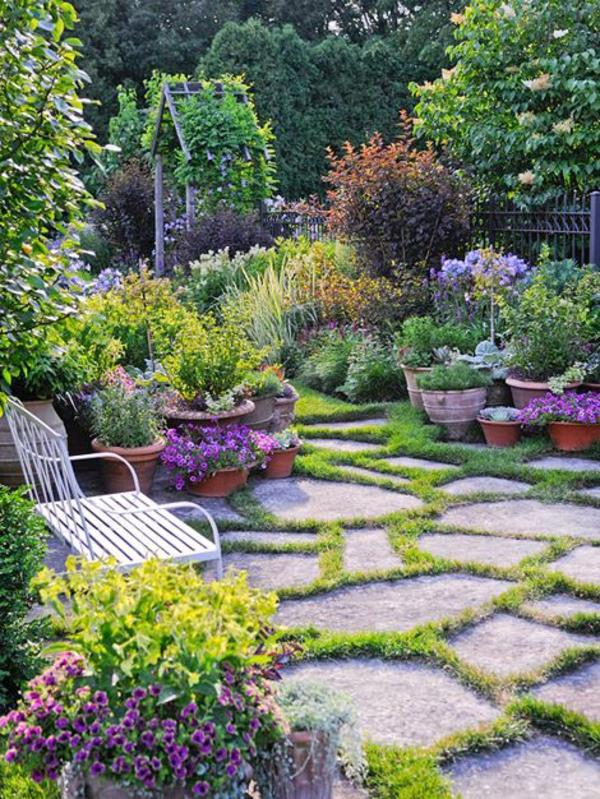 ιδέες σχεδιασμού κήπου εικόνα καλοκαιρινός κήπος με πάγκο