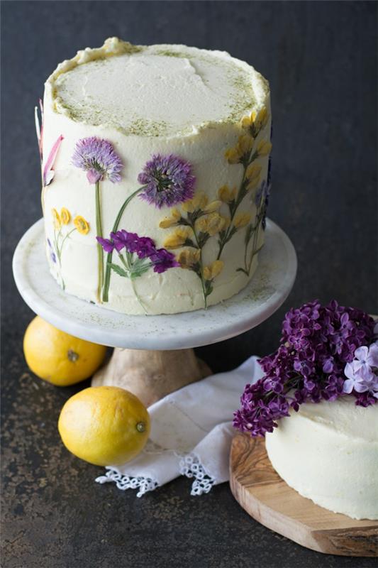 καλοκαιρινό κέικ βρώσιμα λουλούδια κέικ ελαιόλαδο