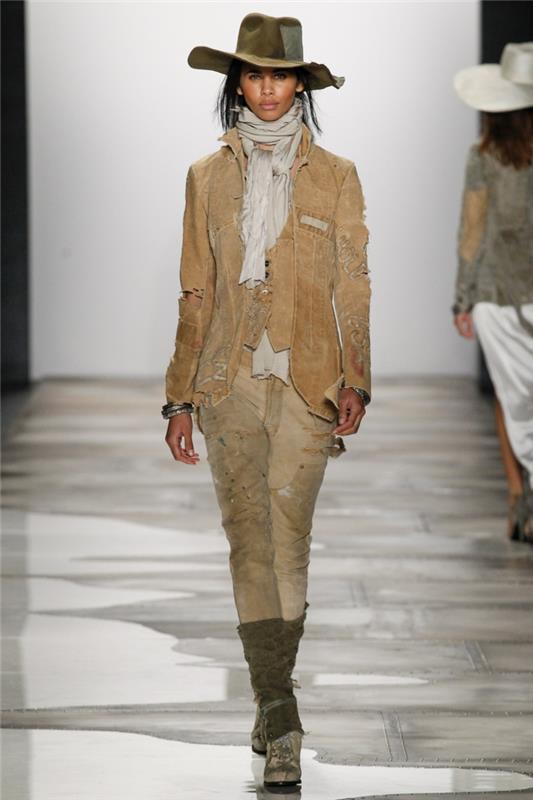 καλοκαιρινή μόδα γυναίκες μόδες κυρίες greg lauren 2016 μπεζ μπουφάν καπέλο μπότες ταλαιπωρημένα οπτικά