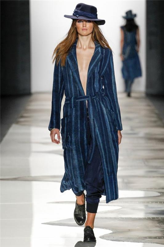 καλοκαιρινή μόδα γυναικείες μόδες κυρίες greg lauren συλλογή 2016 καμπαρντίνα καπέλο σκούρο μπλε άκαμπτο