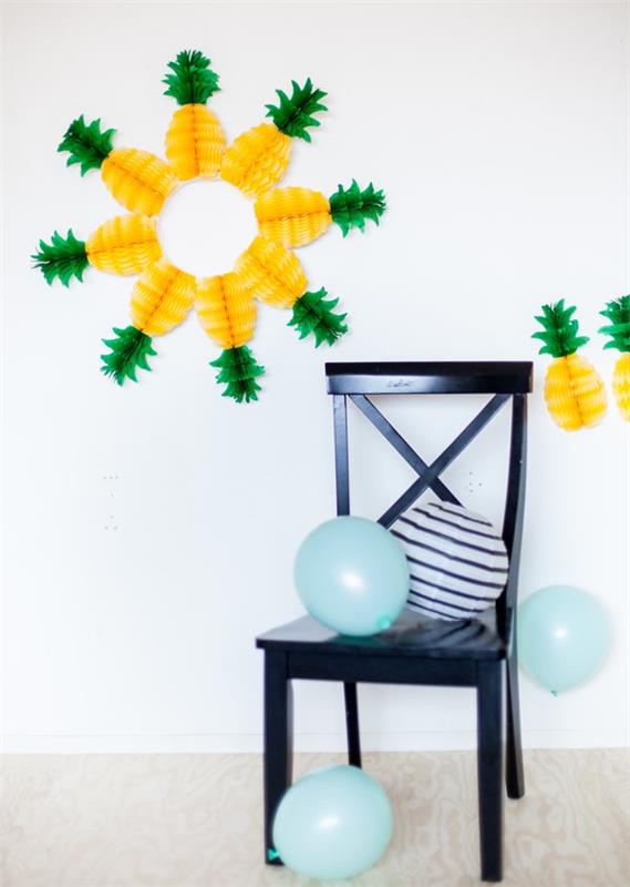καλοκαιρινές διακοσμήσεις ιδέες διακόσμηση τοίχου μπαλόνια από ανανά