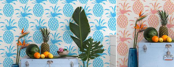 ιδέες καλοκαιρινής διακόσμησης πάρτι τοίχου χαρτί ανανά εικόνες φρούτα φυτά εσωτερικού χώρου
