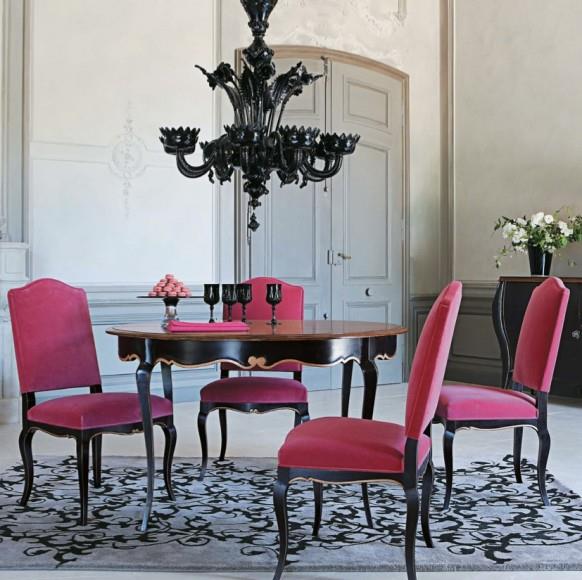 Τραπεζαρία εκκεντρικές ροζ επικαλυμμένες καρέκλες
