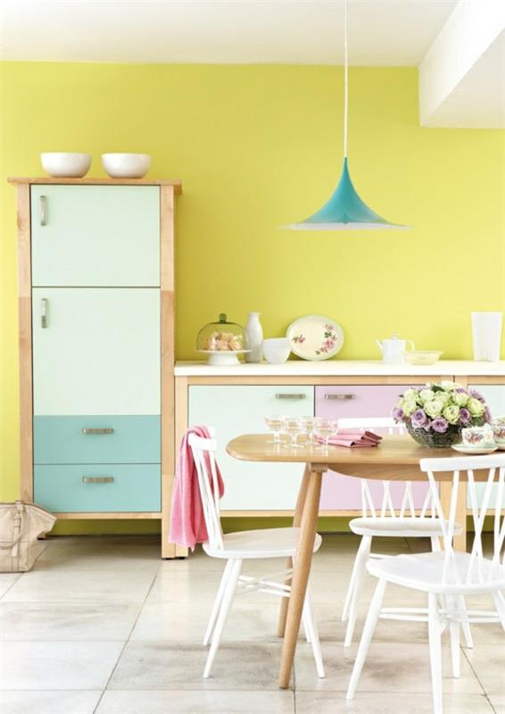 τραπεζαρία τοίχο χρώμα αυγό κέλυφος χρώμα τοίχο χρώμα παστέλ ντουλάπια κουζίνας