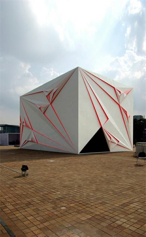 θεαματικά σχέδια κτιρίου origami πρωτότυπη λευκή πρόσοψη