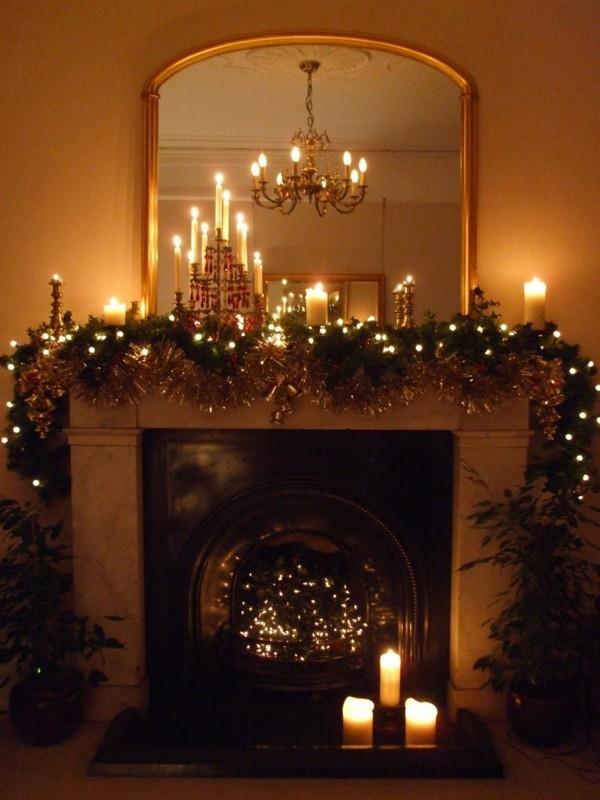 επιφάνεια καθρέφτη χριστουγεννιάτικη καμινάδα χριστουγεννιάτικο καπνοδόχο ντεκό
