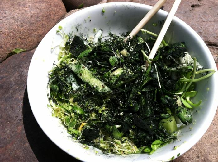 σπιρουλίνα φύκια υγιεινές συνταγές πράσινη σαλάτα