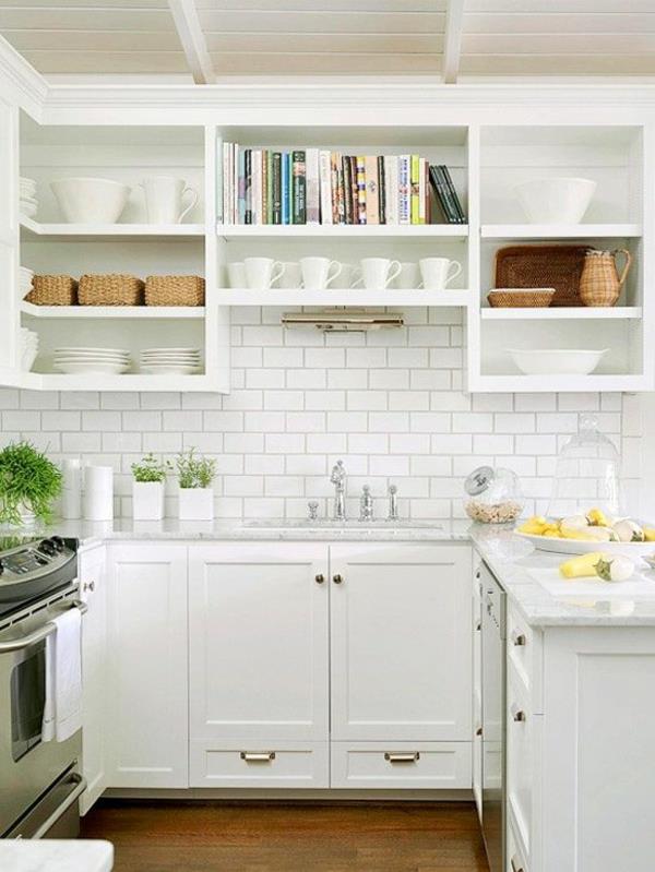Προστασία ψεκασμού κουζίνας πλακάκια καθρέφτη κουζίνας πλακάκια ντουλάπια κουζίνας λευκά ράφια