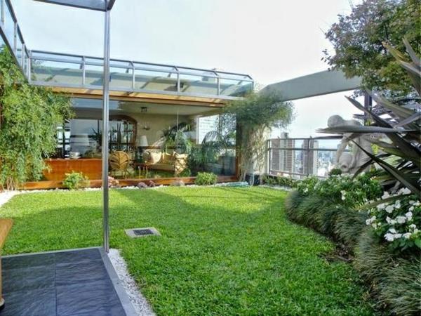 πόλη διαμέρισμα στέγη βεράντα σχεδιασμός πράσινη στέγη γκαζόν φυτά μπαλκόνι