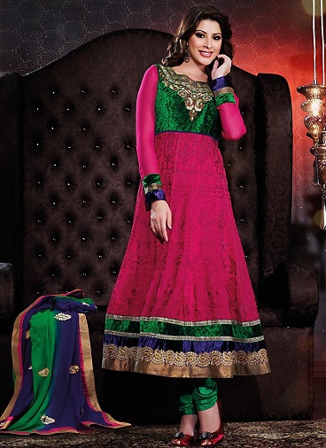 Pembe ve Yeşil Salwar Kameez