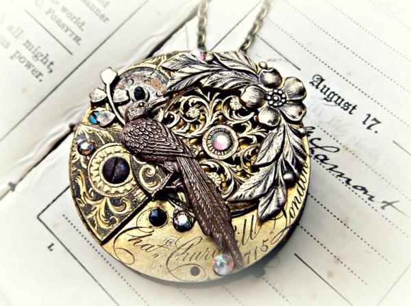 steampunk art παλιό ρολόι μηχανισμός αλυσίδα χλωρίδα πανίδα