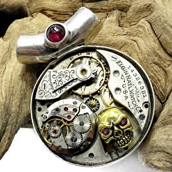 steampunk τέχνη παλιό ρολόι κρανίο