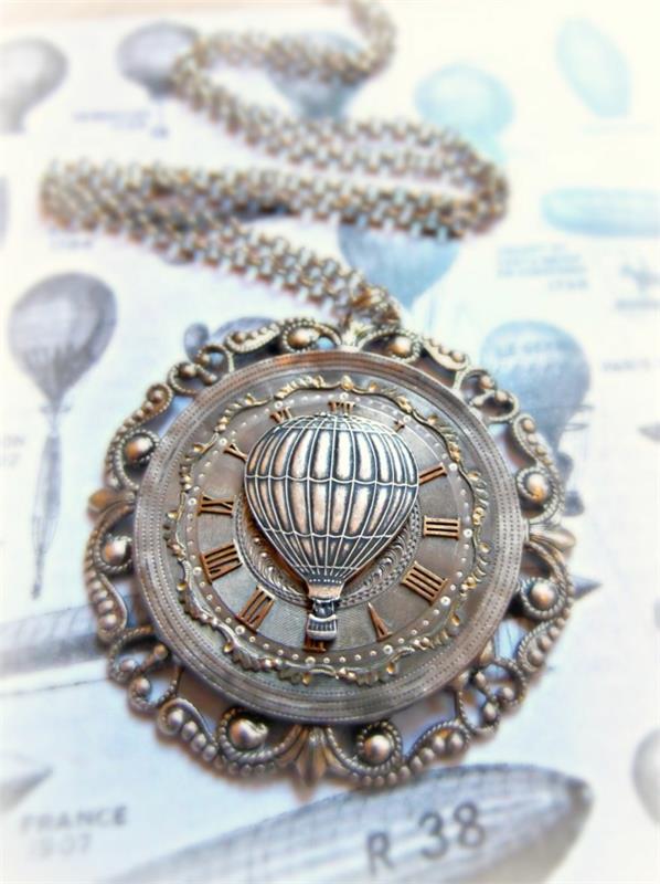 αερόστατο ζεστού αέρα steampunk κοσμήματα χάλκινη αλυσίδα