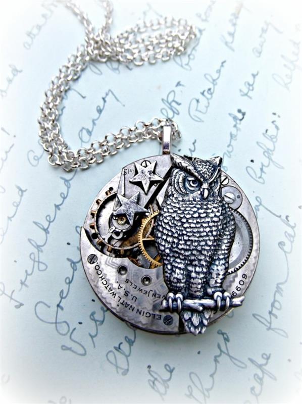 steampunk τέχνη ρολόι μηχανισμός κουκουβάγια