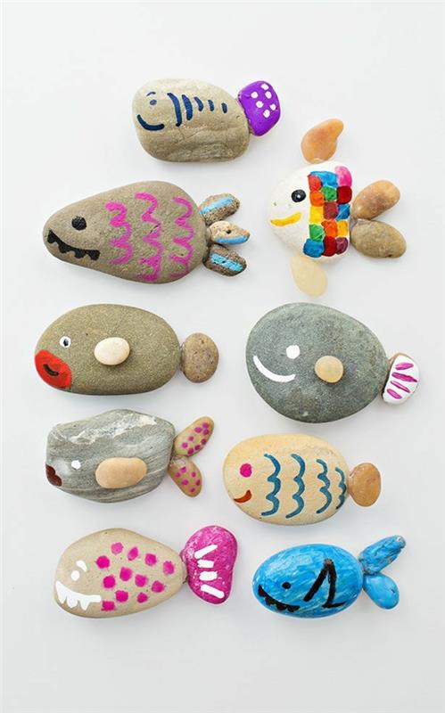 ζωγραφιες πετρες ψαριες με παιδια