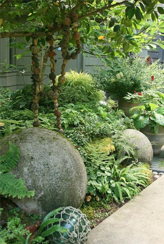 Δημιουργήστε κομψές ιδέες κήπου με ροκ κήπο με πολύ πράσινο