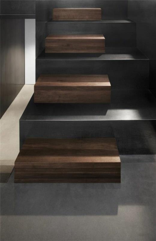 πέτρινες σκάλες μαύρα ξύλινα σκαλοπάτια