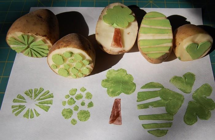 Φτιάξτε σφραγίδα μόνοι σας λαχανάκια Βρυξελλών μοτίβο λουλουδιών t -shirt λαχανική εκτύπωση πατάτα