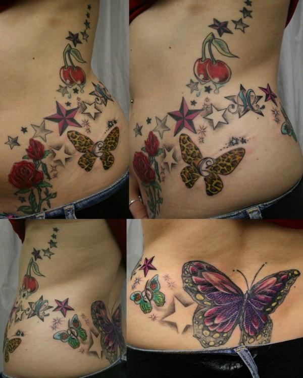 αστέρι τατουάζ ιδέα γυναίκα τατουάζ στην κοιλιά και το σταυρό