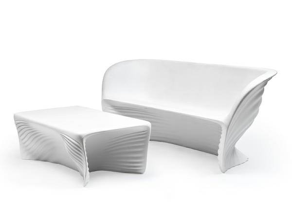 αισθητική συλλογή επίπλων έκθεση χιόνι λευκό καναπέ τραπέζι