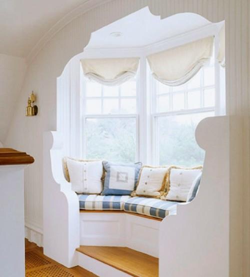 κομψό παράθυρο κόλπο λευκό χρώμα δροσερό παράθυρο ιδέες διακόσμησης