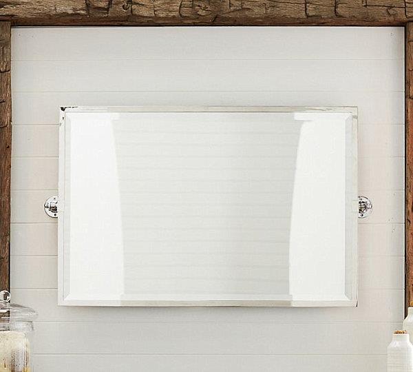 κομψός καθρέφτης τοίχου λευκός με ακατέργαστο ξύλινο πλαίσιο