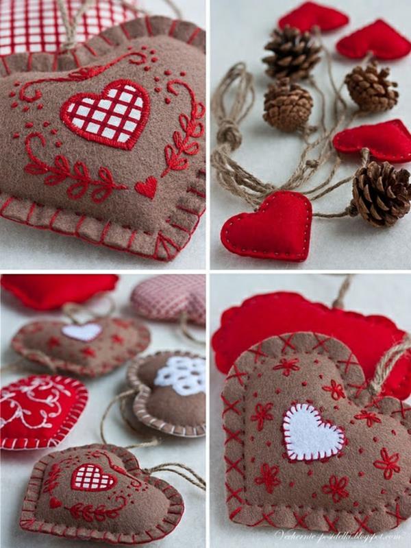 υφασμάτινες καρδιές ράψτε μόνοι σας χριστουγεννιάτικες διακοσμήσεις ιδέες διακοσμητικών διακοσμητικών